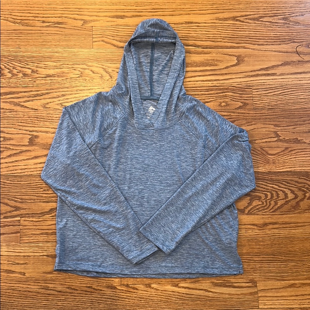 Blue Hooded Long Sleeve Top!